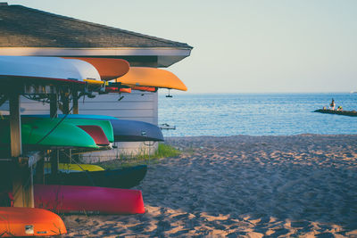 Scenic view of beach against clear sky