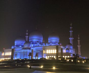 Illuminated building at night