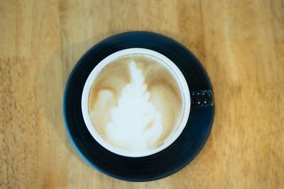 High angle view of coffee on table