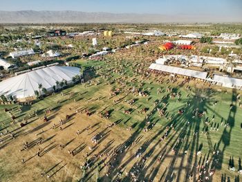 High angle view of crowd on landscape