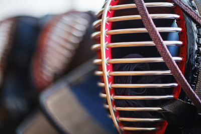 Close up of kendo helmet