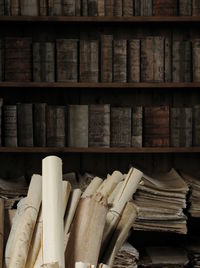 Stack of books in shelf