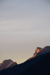 Scenic view of mountain against sky during sunset