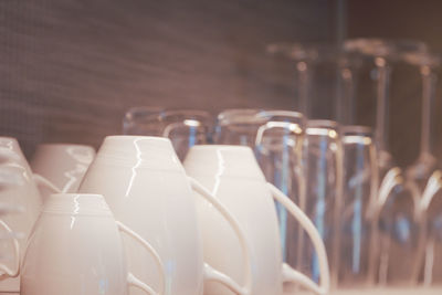 Close-up of wine bottles