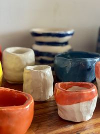 Close-up of pottery on table