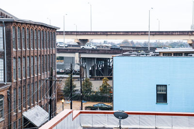 Buildings against clear sky in city