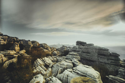 View of rock formations against sky