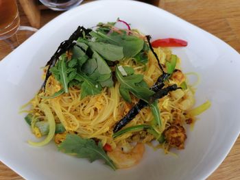 High angle view of meal served in plate