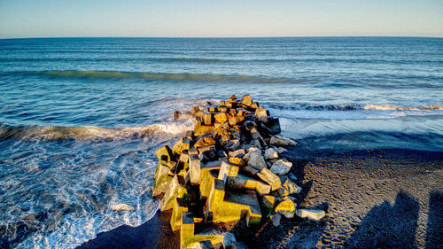 Scenic view of sea against clear sky