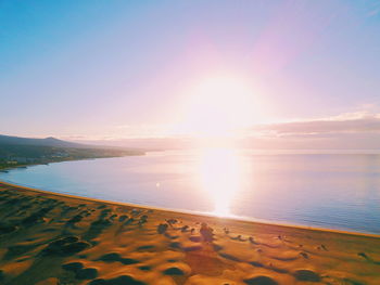 Scenic view of sea against sky at sunset