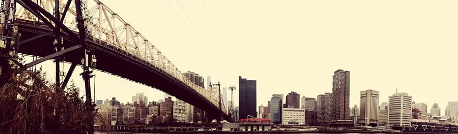 Skyscrapers in city against clear sky