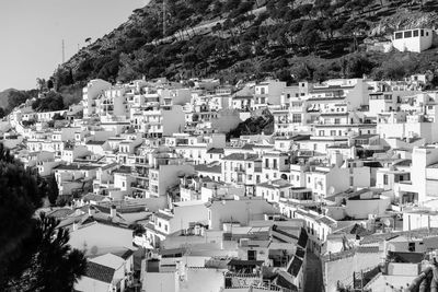 High angle view of townscape against sky