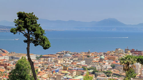 High angle view of san francesco di paola in city by sea