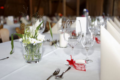 Close-up of place setting on table