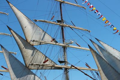 Low angle view of sailboat against sky