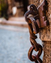 Close-up of rusty chain