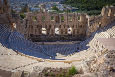 High angle view of old ruins in city