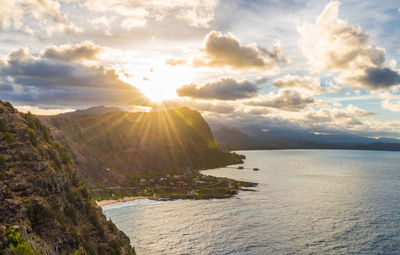 Scenic view of sea against sky during sunset