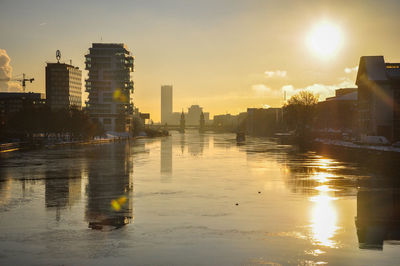 View of sunset over river