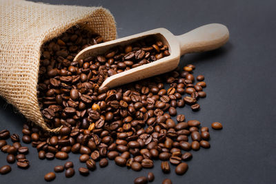 High angle view of coffee beans