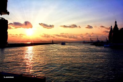 Scenic view of sea against sky during sunset