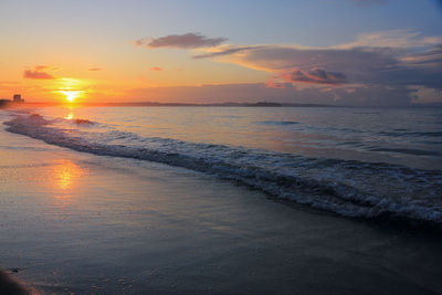 Scenic view of sea against sky during sunset