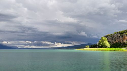 Scenic view of sea against cloudy sky