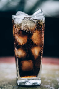 Close-up of ice cream in glass on table