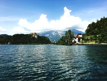 Scenic view of lake against sky