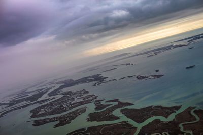 Aerial view of dramatic sky during sunset