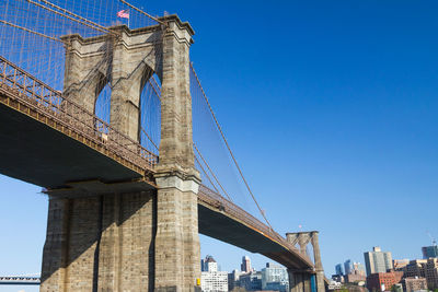 Low angle view of suspension bridge