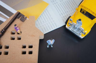 High angle view of stuffed toy on table