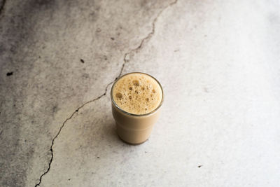High angle view of coffee on table