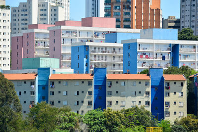 Buildings against blue sky