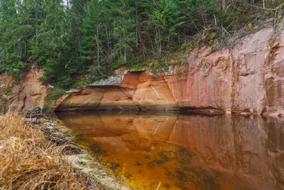 View of river flowing through rocks