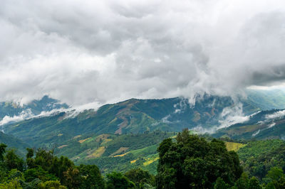 Scenic view of mountains against sky