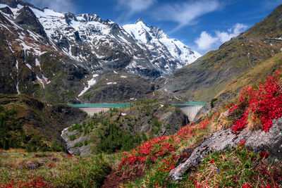 Scenic view of mountains against sky