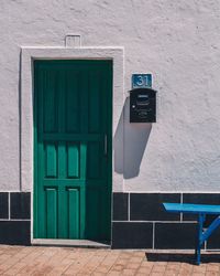 Closed door of building