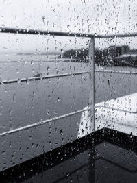 Full frame shot of wet glass window in rainy season