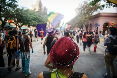 People protesting on street