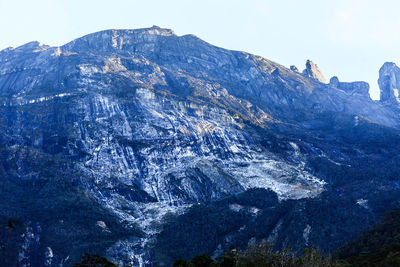 Aerial view of snowcapped mountains against sky