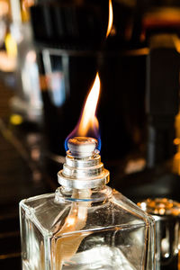 Close-up of burning candle