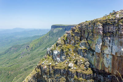 Scenic view of mountains against clear sky