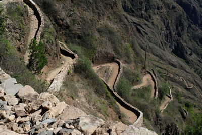 High angle view of mountain road