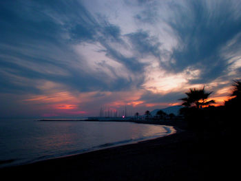 Scenic view of sea at sunset