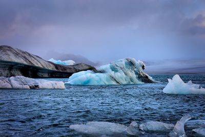 Scenic view of frozen sea against sky