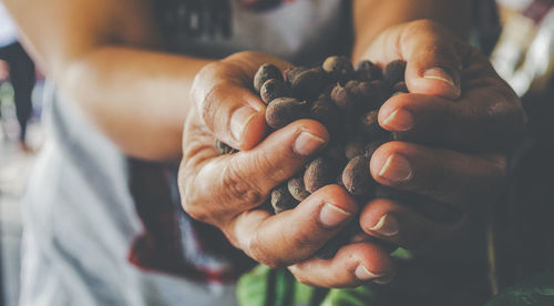 Close-up of man holding food