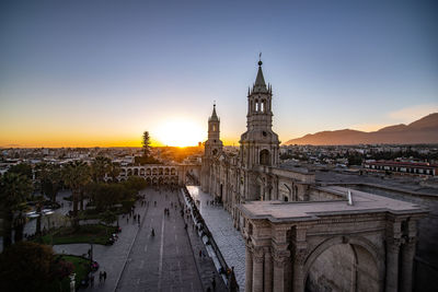 View of cathedral and buildings in city