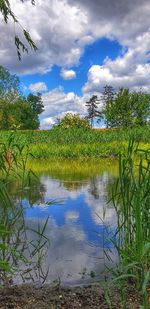 Scenic view of lake against sky