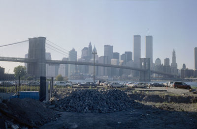 City skyline with river in background